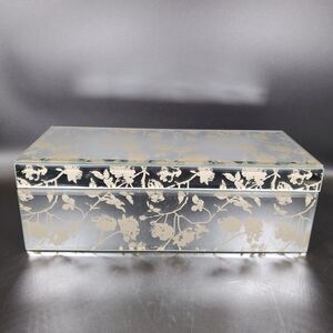 Tahari Mirrored Floral Jewelry Box Hinged Velvet Lined 12x5x4